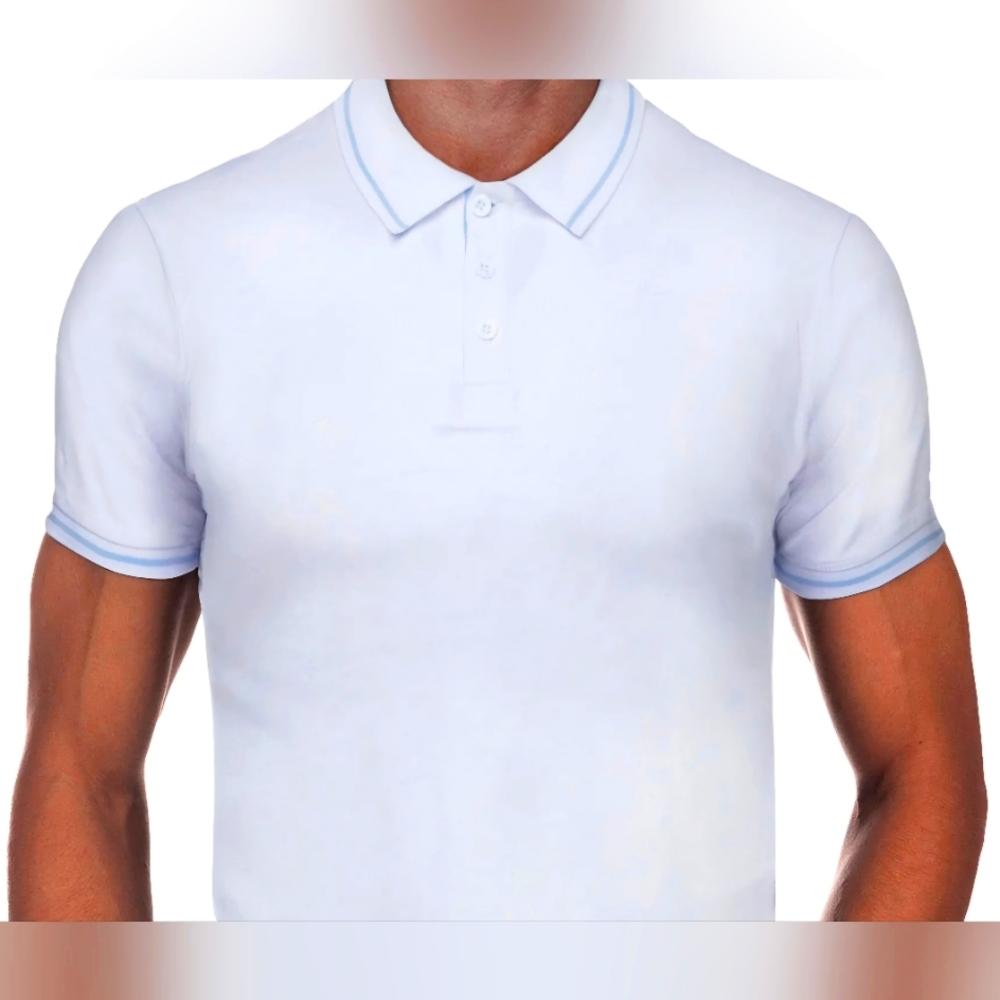 NWT Xray Jeans Polo shirt size XL NWT White with blue stripes  sleeves & collar